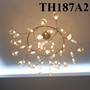 Đèn hera lá thủy tinh TH187A2 loại 45 bóng dạng vòng thân sơn vàng, lá thủy tinh trắng trong, KT(mm): 1050 x 400
